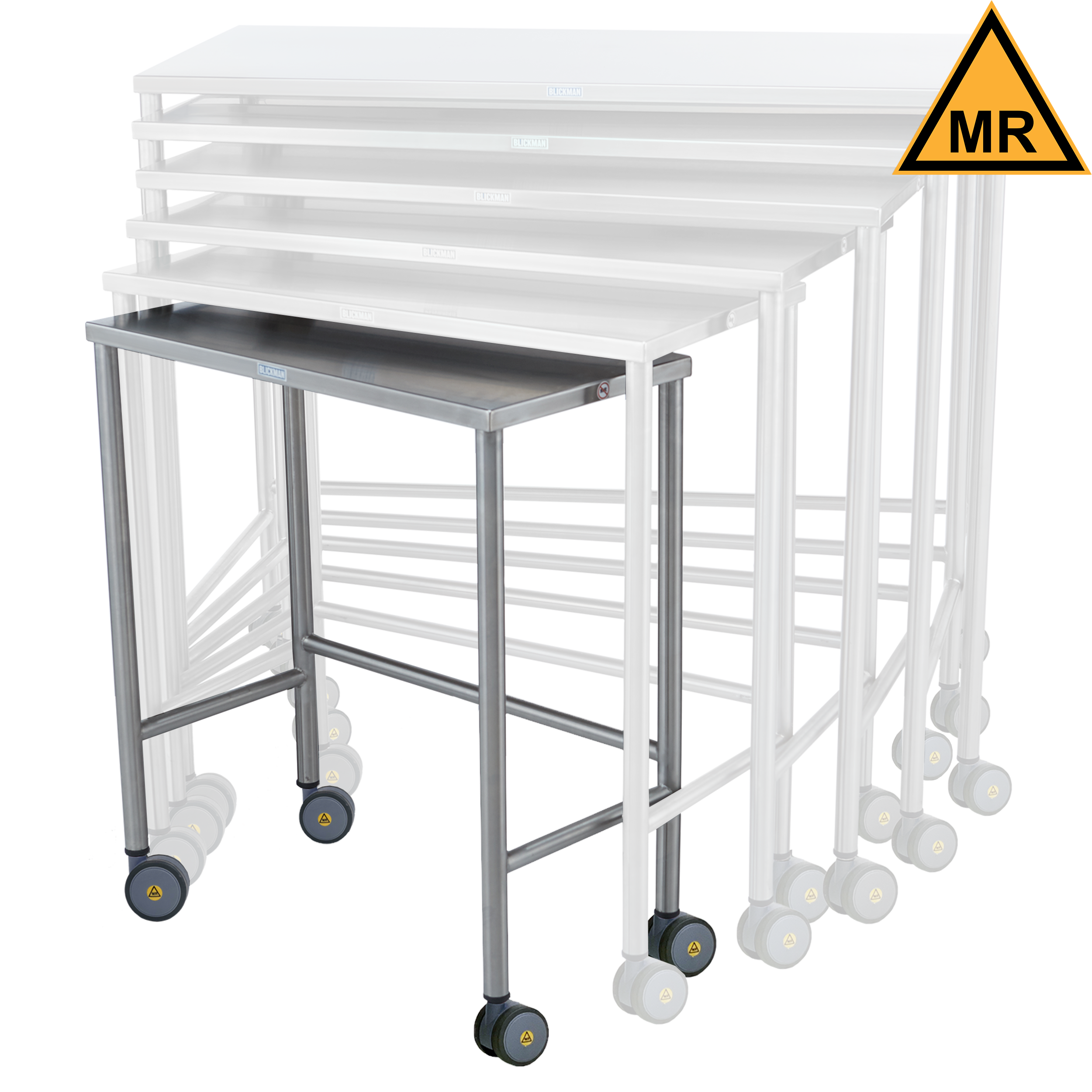 Complete Set of 6 Stainless Steel Nested Medical Instrument Tables